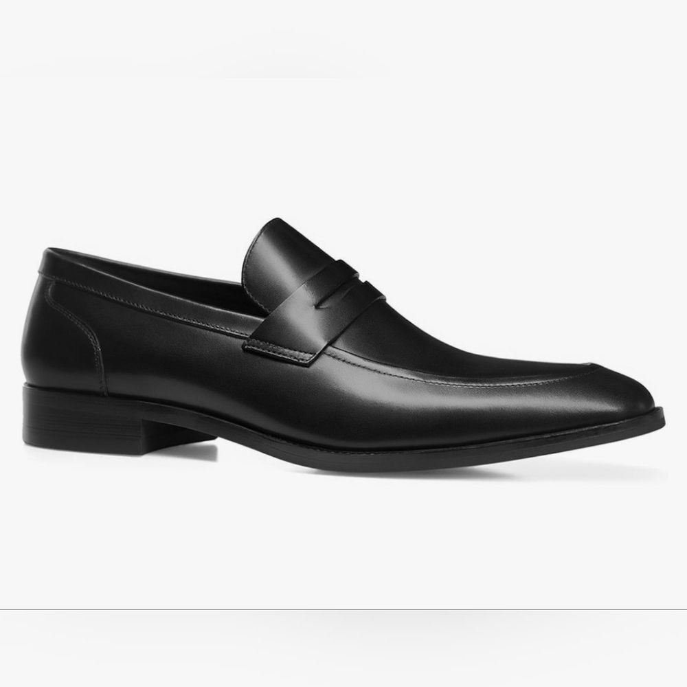 Gifennse Men's NWOT Black Leather Slip On Narrow Fit Loafer Dress Shoes Size 7 - Picture 4 of 13